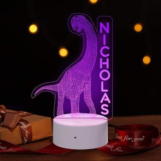 Personalized LED Dinosaur Night Light with Name – Children's Gift