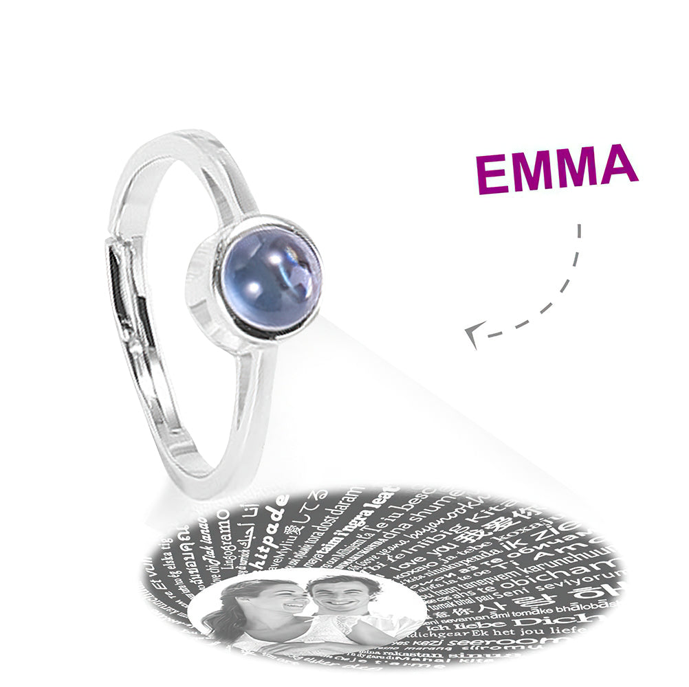 Bague de projection personnalisée « Je t'aime en 100 langues » Argent S925