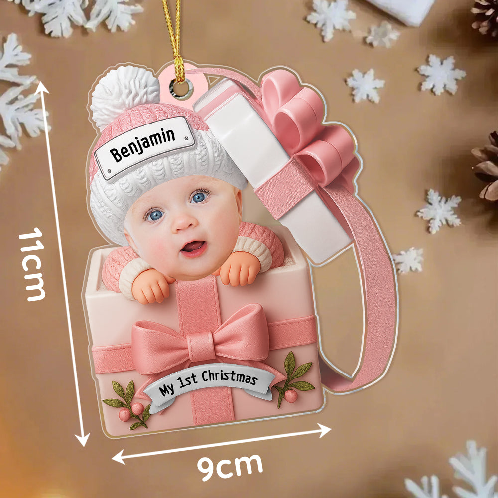 Baby in Gift Box Personalized Christmas Keepsake for Newborns