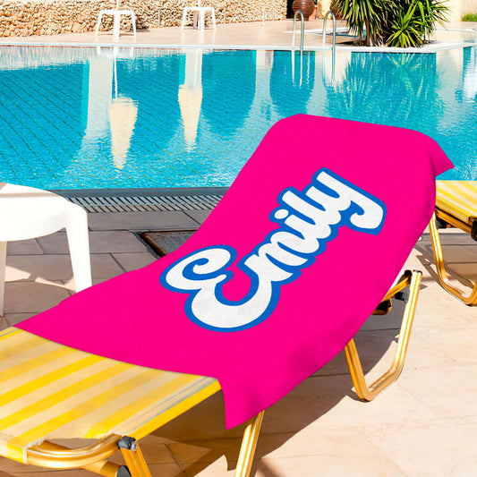 Personalized beach towel with name and color