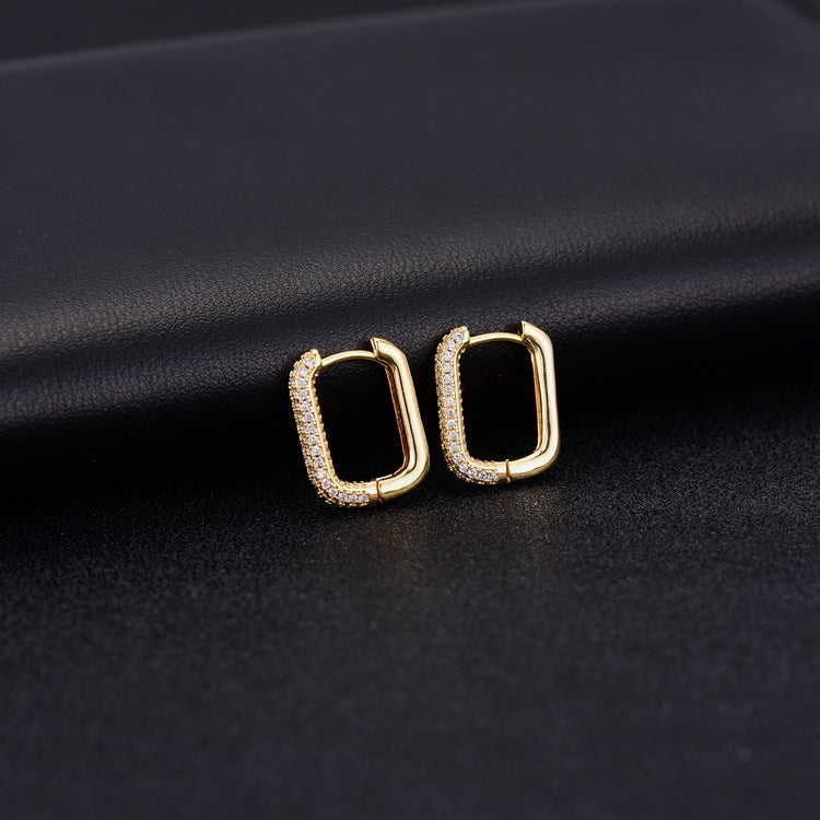 Rectangular geometric zircon earrings
