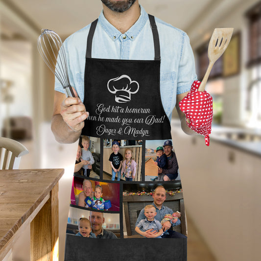 Personalized kitchen apron with photo and text, for men and women