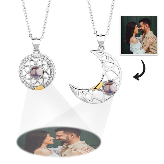Personalized Sun and Moon Projection Necklace for Couples