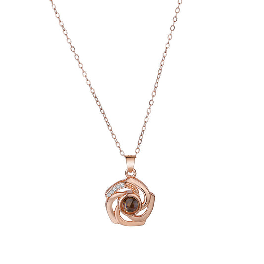 925 sterling silver necklace with personalized photo projection