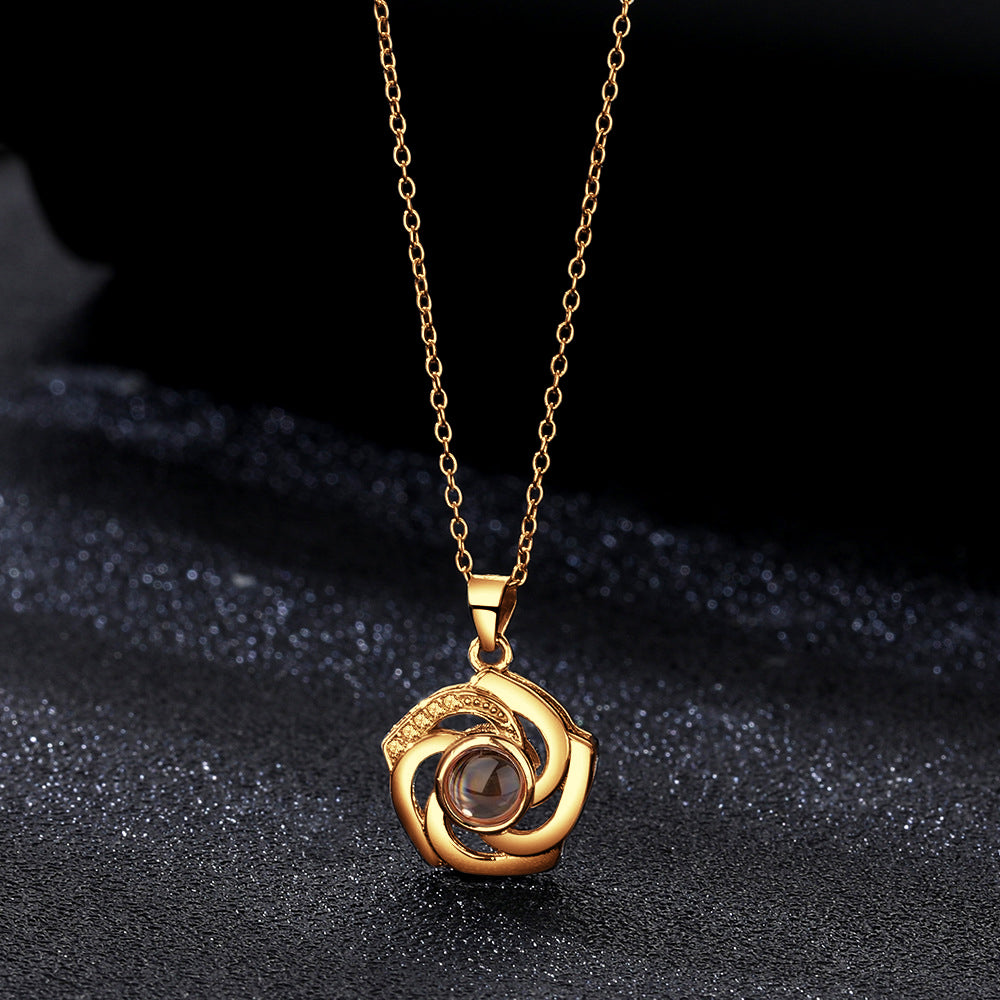 925 sterling silver necklace with personalized photo projection