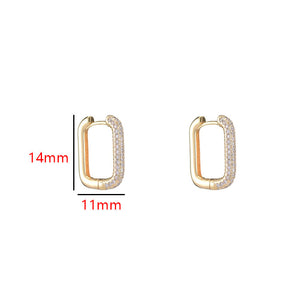 Geometric Rectangle Earrings Zircon