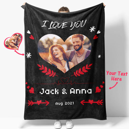 Personalized heart-shaped photo cover with "I love you"