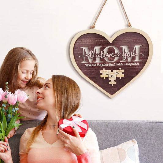 Personalized heart-shaped puzzle plaque for mom 2