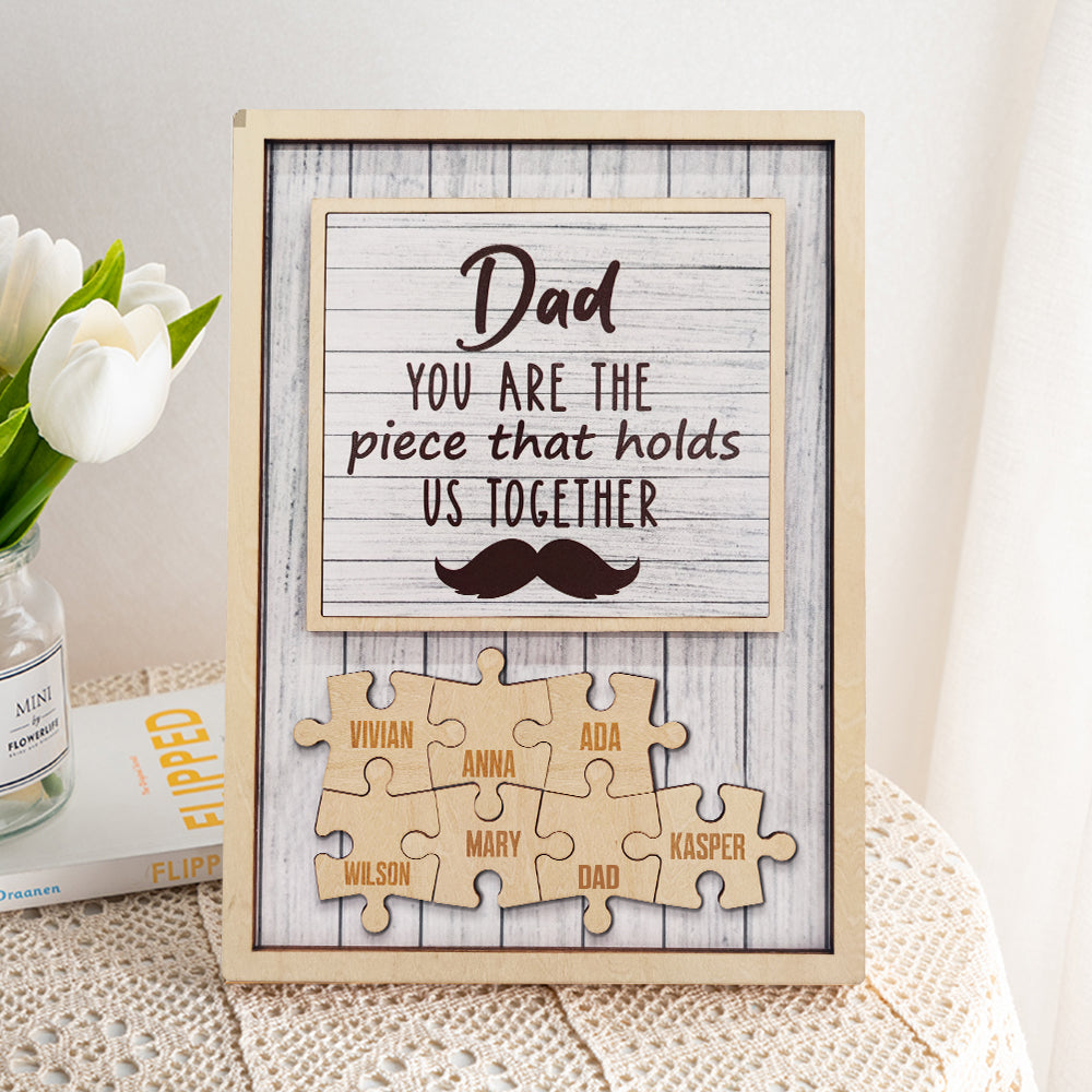 Plaque personnalisée « Puzzle pour papa » avec motif barbe