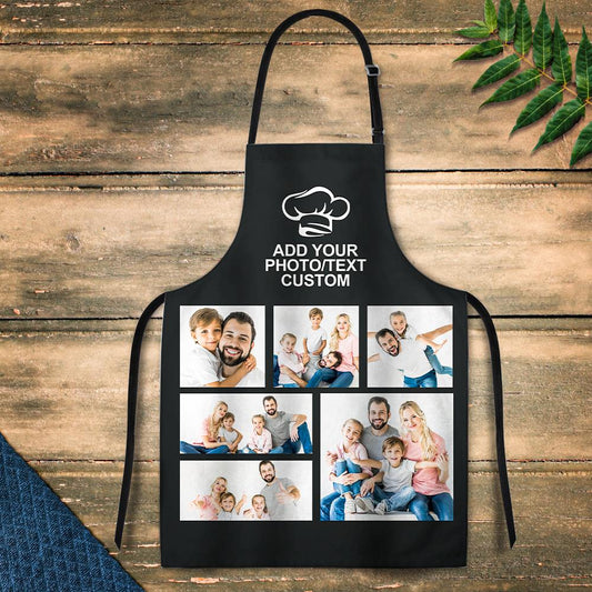 Personalized kitchen apron with photo and text, for men and women