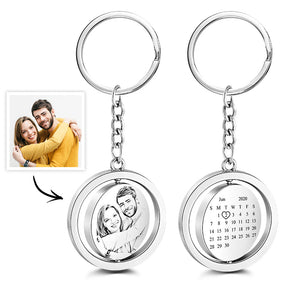 Custom Photo Calendar Keychain For Couple