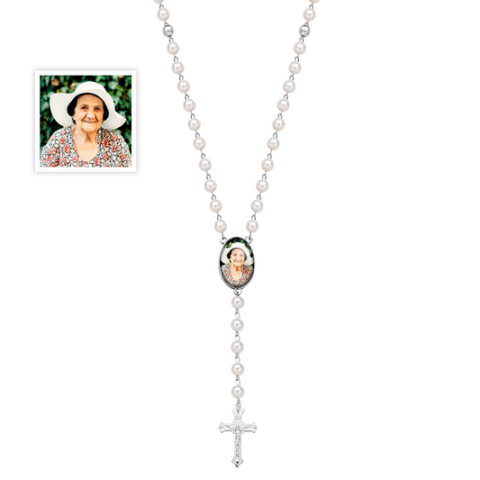 Personalized rosary with photo and cross