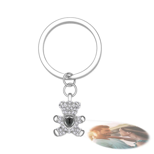 Personalized photo keychain with projection - Cute bear