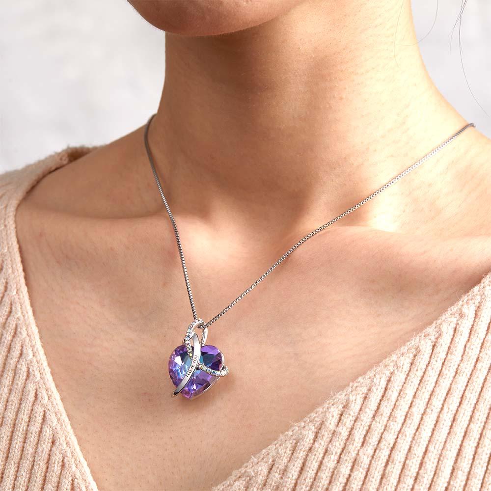 Collier personnalisé gravé en cristal en forme de cœur