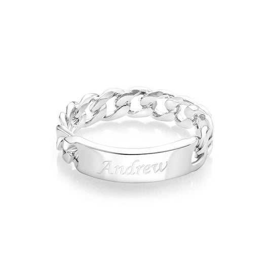 Men's ring with personalized name or message