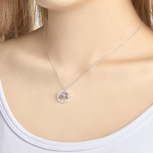 Personalized necklace with photo projection and 925 sterling silver crown