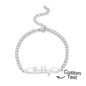 Custom Name Bracelet Elegant Angel Wings