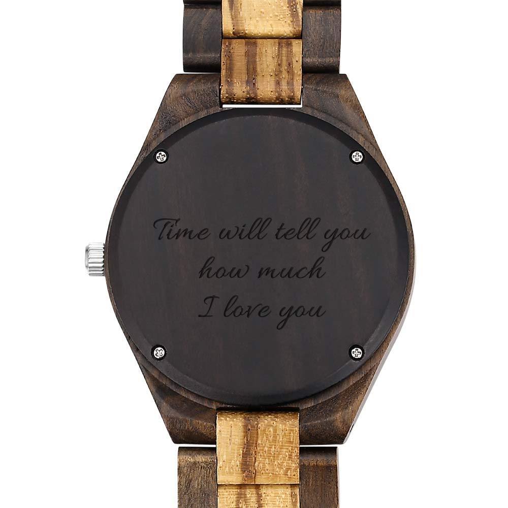 Montre photo en bois pour homme, gravée sur mesure, 45 mm