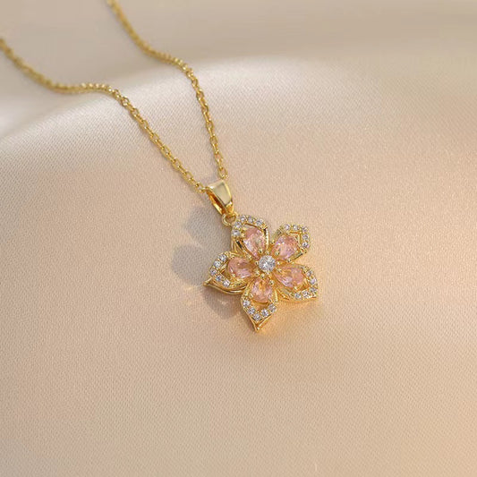 Floral necklace with birthstone