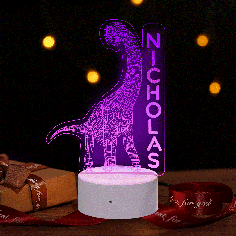Veilleuse Dinosaure LED avec Prénom Personnalisé – Cadeau Enfant