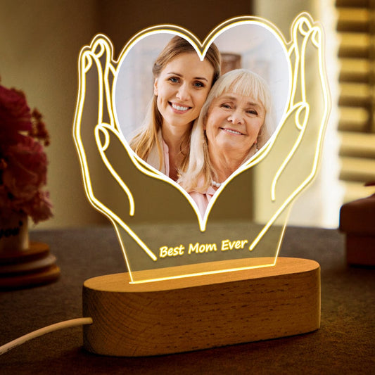 Personalized night light with photo and text in acrylic