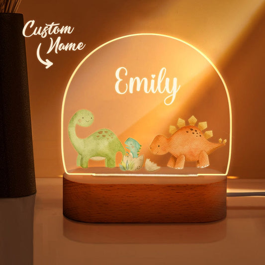 Personalized dinosaur night light with baby's name