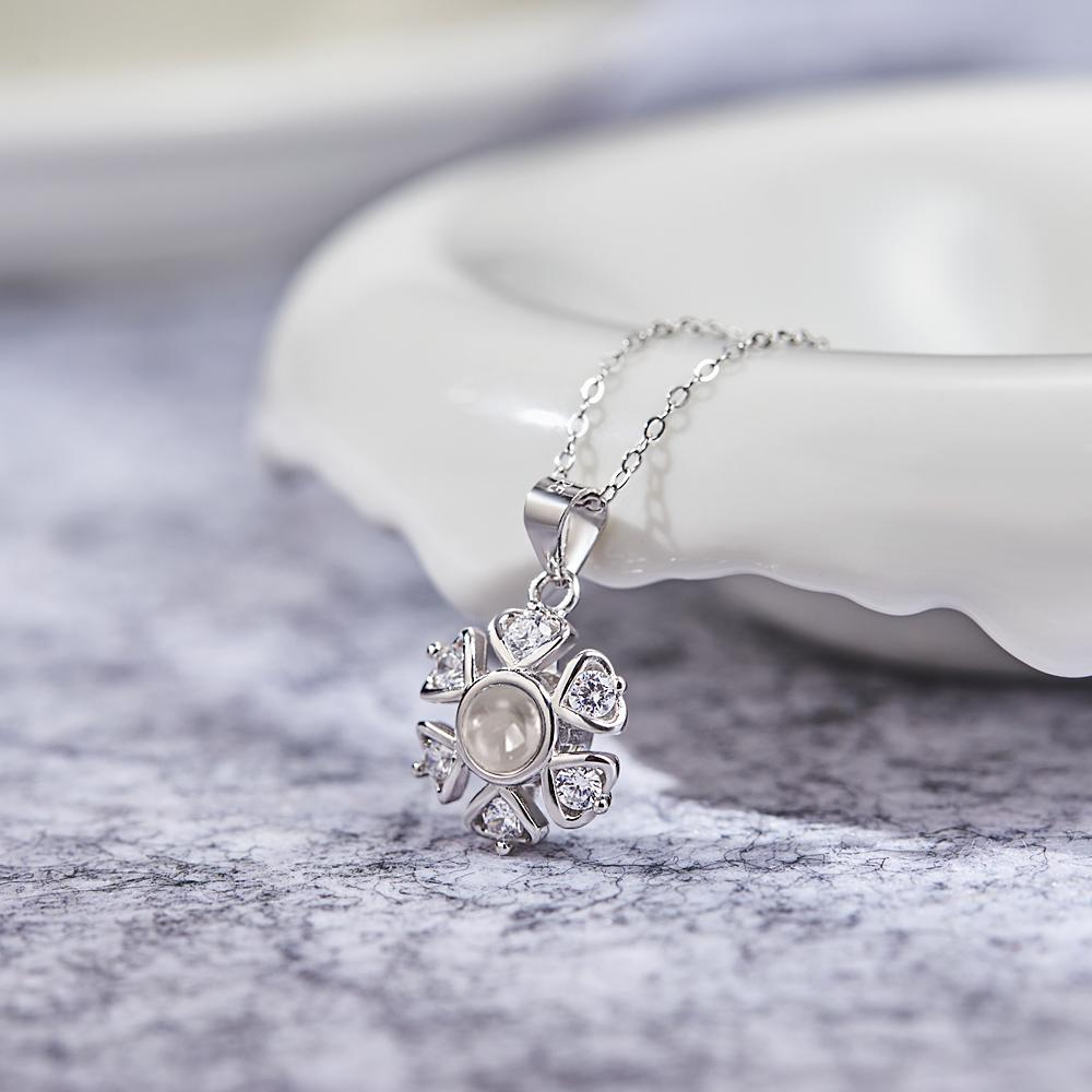 Collier de projection personnalisé avec photo de fleur en argent sterling 925