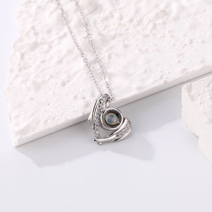 Custom Projection Photo Necklace Feather Angel Wings