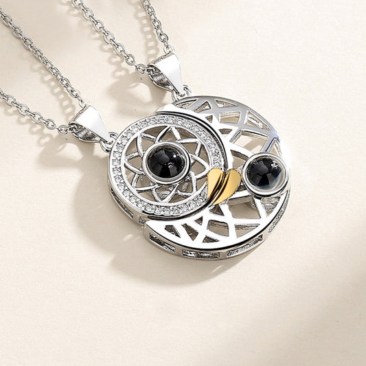 Personalized Sun and Moon Projection Necklace for Couples