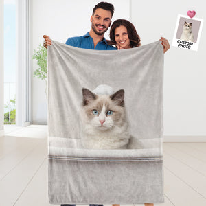 Funny Personalized Photo Blanket Custom Cat