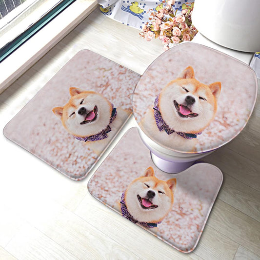 3-piece bathroom rug set with personalized photo, non-slip