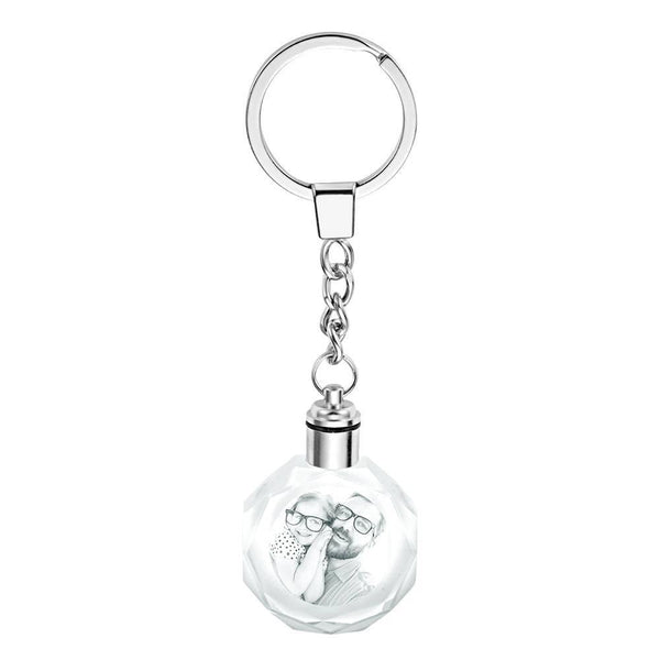 Porte-clés octogonal en cristal personnalisé avec photo