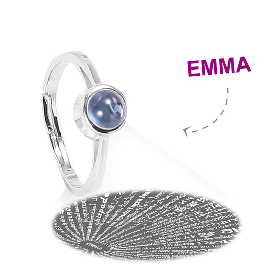 Personalized projection ring "I love you in 100 languages" Sterling Silver S925