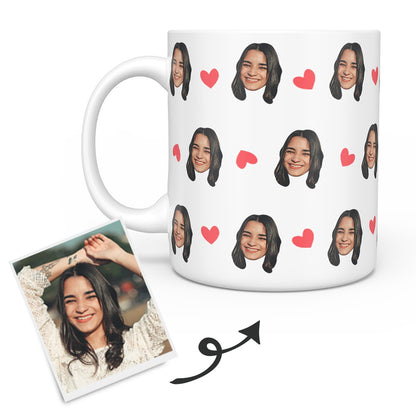 Fun personalized mug with face and little heart