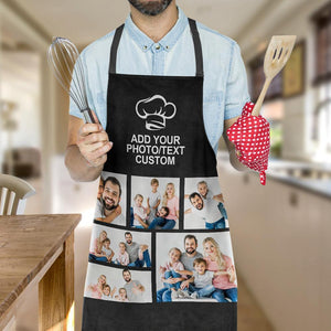 Tablier de cuisine personnalisé avec photo et texte, pour hommes et femmes