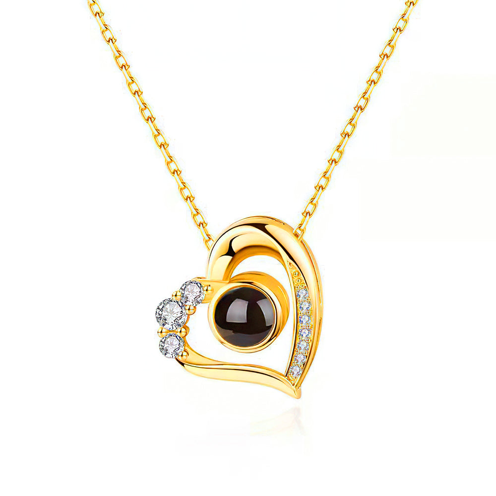 Collier à projection en forme de cœur personnalisé en argent sterling 925