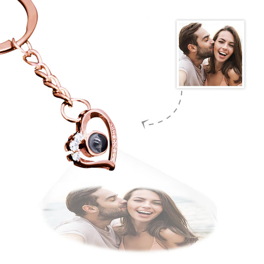 Personalized heart-shaped projection keychain