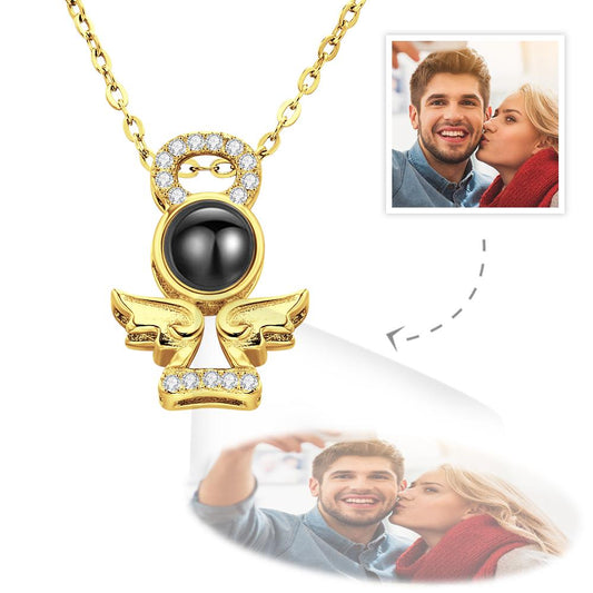 Personalized necklace with Guardian Angel photo projection