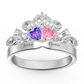 Personalized heart-shaped ring with birthstone and engraving of 2 names
