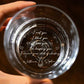 Personalized whisky glass with the message "I met you, I loved you, I love you"