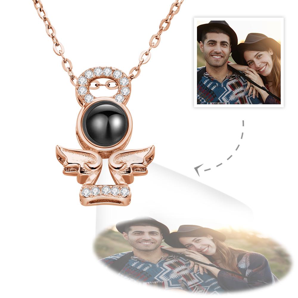 Personalized necklace with Guardian Angel photo projection