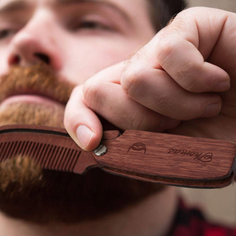 Peigne à barbe en bois personnalisé avec texte
