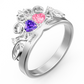 Personalized heart-shaped ring with birthstone and engraving of 2 names