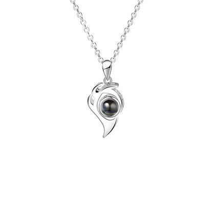 Personalized magnetic heart photo necklace for couples in S925 silver