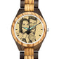Montre homme en bois avec bracelet en bois gravé d'une photo personnalisée, 45 mm