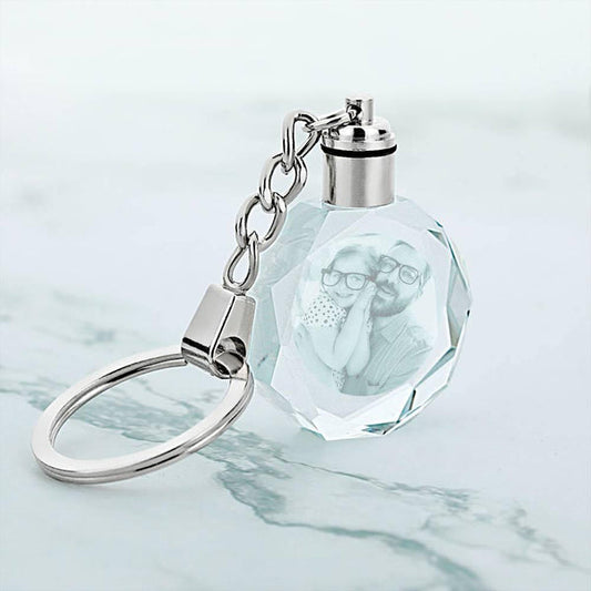 Personalized octagonal crystal keychain with photo