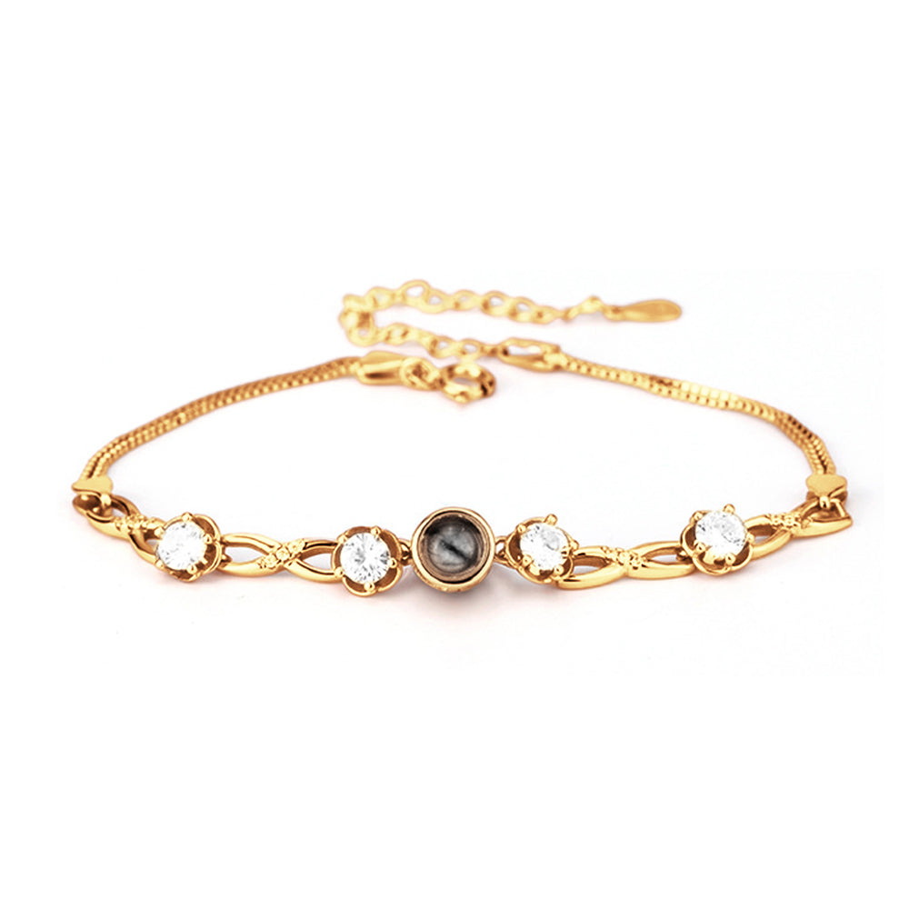 Bracelet personnalisé en argent sterling 925 avec projection photo