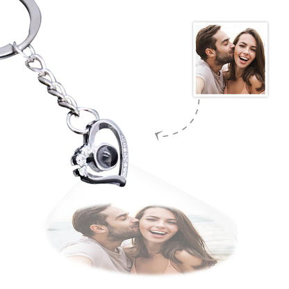 Personalized heart-shaped projection keychain
