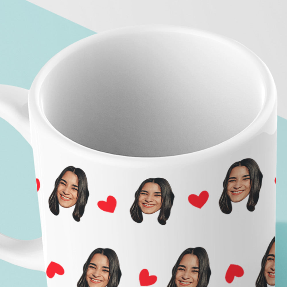 Fun personalized mug with face and little heart