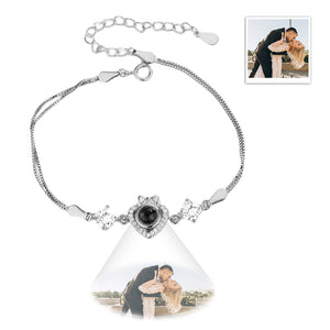 Bracelet à projection  personnalisé en forme de cœur et nœud papillon en argent sterling 925